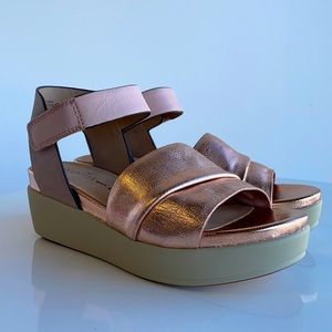 NakedFeet Rose Gold/ Tan Sandals